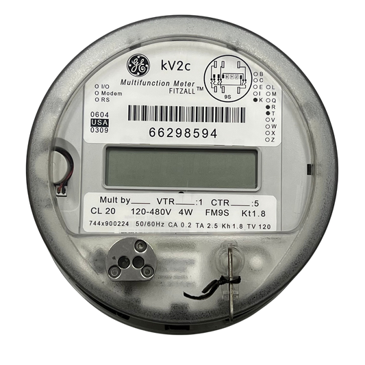 GE KV2C FM9S KWH Electric Meter multifunctional 120-480V 4W with digital display and barcode
