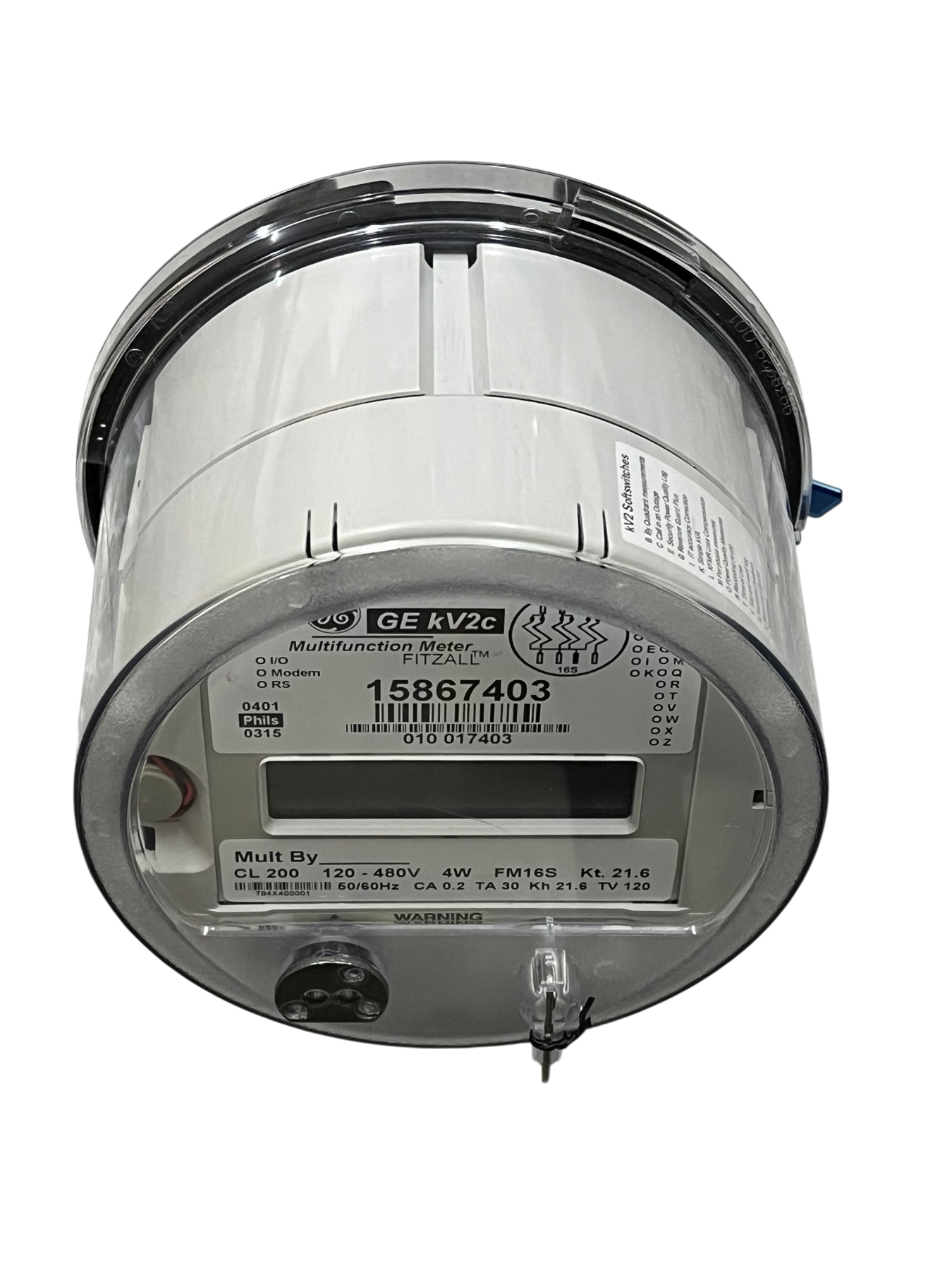 GE Aclara 3 phase KWH electric meter with digital display and multifunction motor