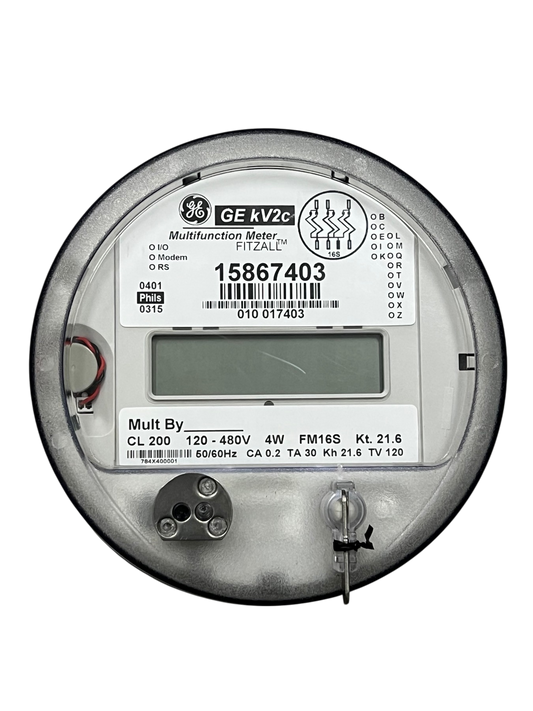 GE kV2c multifunction 3 phase KWH electric meter with digital display and metal casing