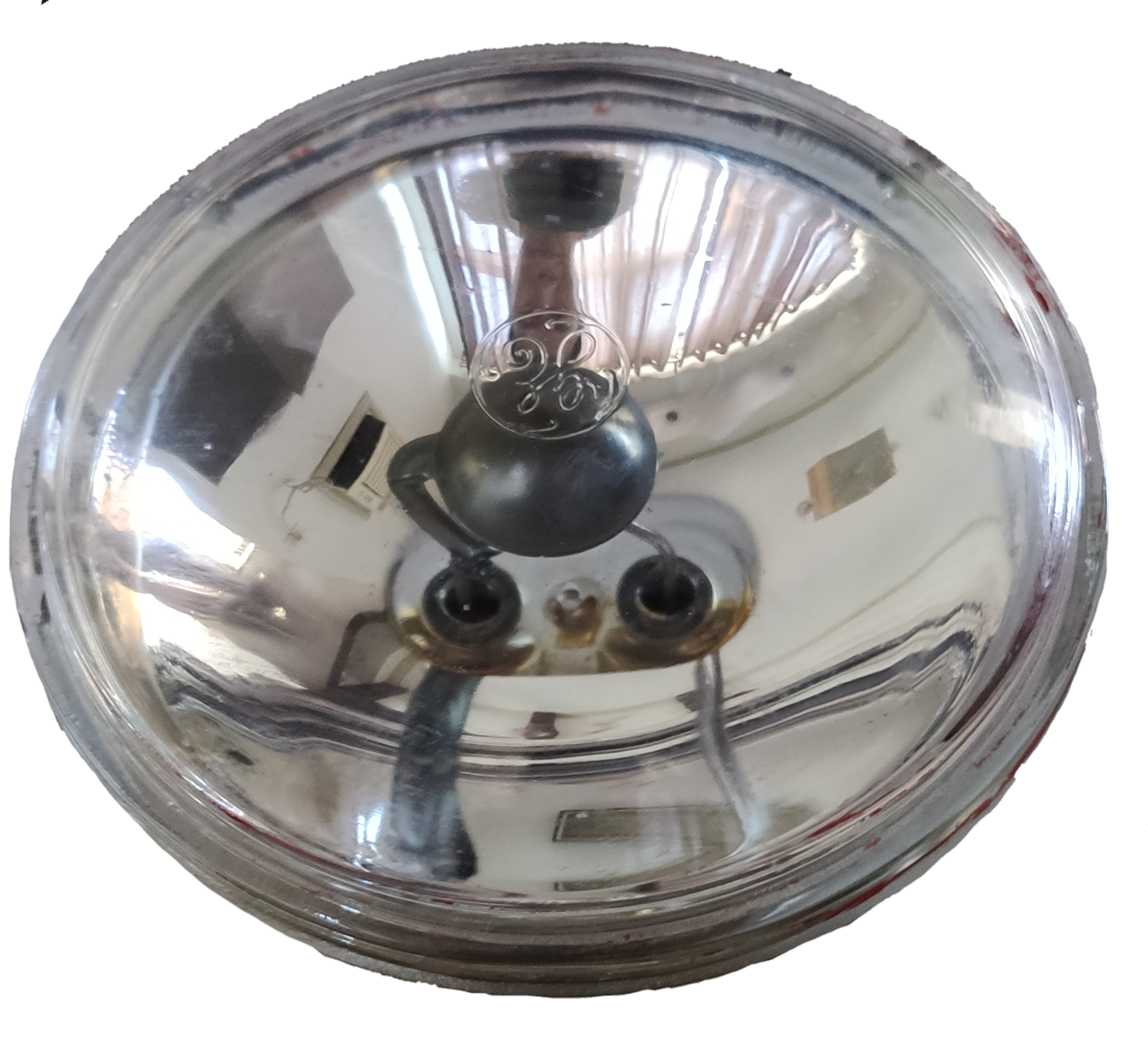 GE sealed beam 12V 30W spotlight incandescent bulb with reflective glass and GE logo