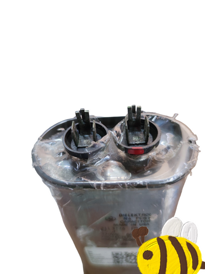 GE vintage dielektrol capacitor 25uf 370vac with dual terminals for electrical circuit applications