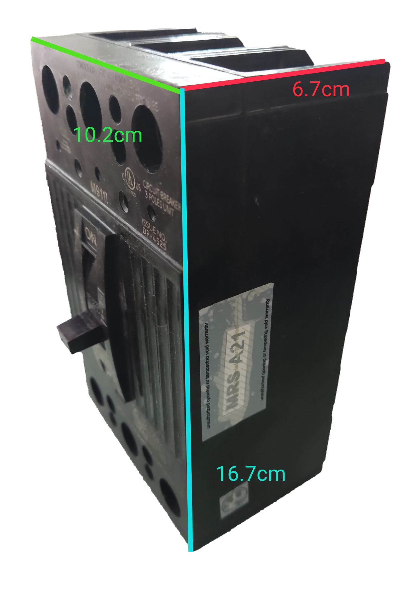 GE 150A 3 Phase 3 Pole Circuit Breaker 220V electrical component with switch and multiple connection ports