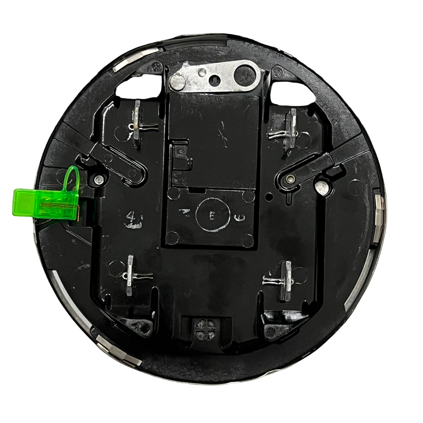 GE 2 Wire CL100 I70-S 4 Jaws Analog Meter rear black housing with four metal jaws and green pull tab