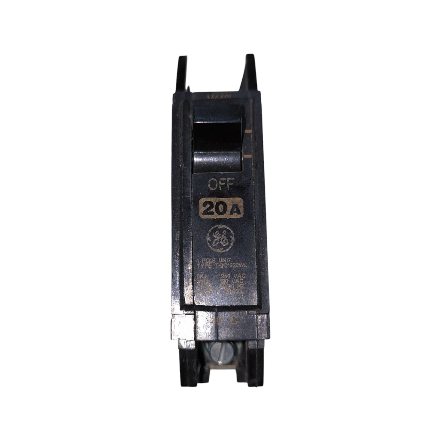GE circuit breaker 20A 1 Pole TQC 10KAIC 220V Bolt-On black single pole toggle breaker for panel