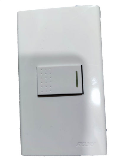 Royu 1 gang 1 way switch with plate in white for power points and switches