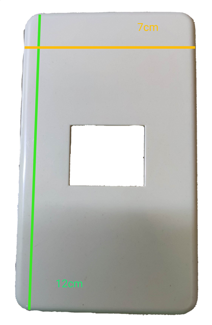 Anam white 1 gang switch plate with rounded edges and square opening for electrical wiring