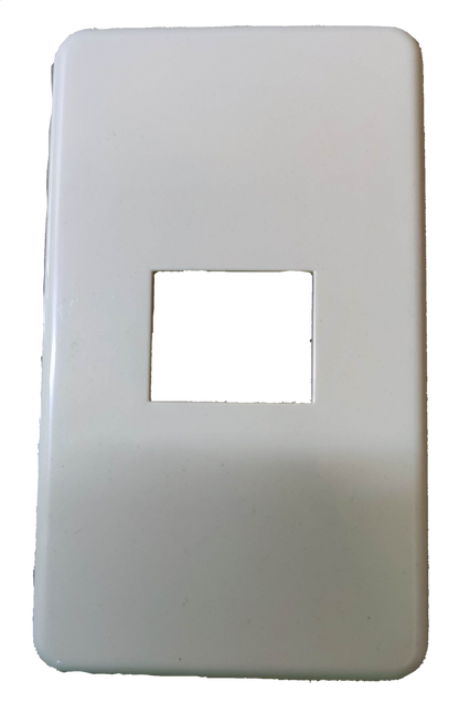 Anam white 1 gang switch plate for electrical circuitry and parts with a single rectangular opening