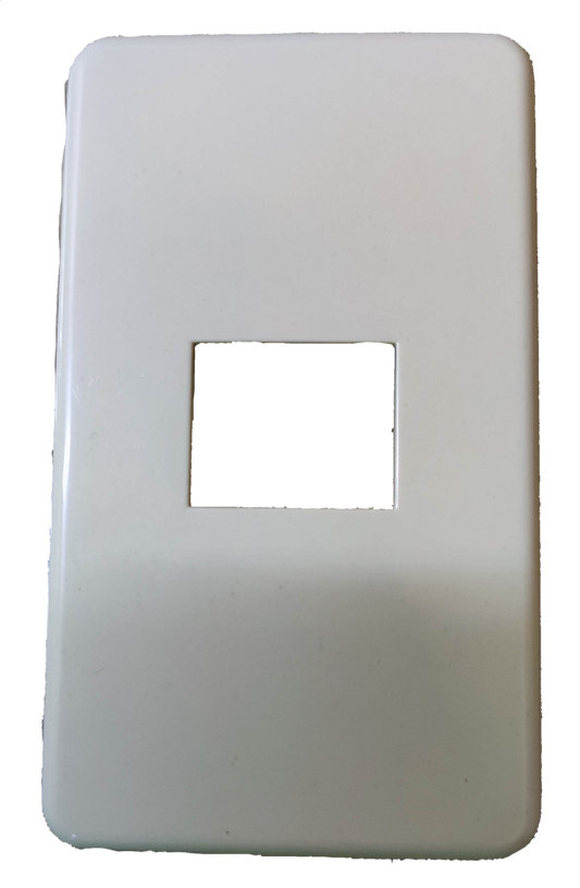 Anam white 1 gang switch plate for electrical circuitry and parts with a single rectangular opening