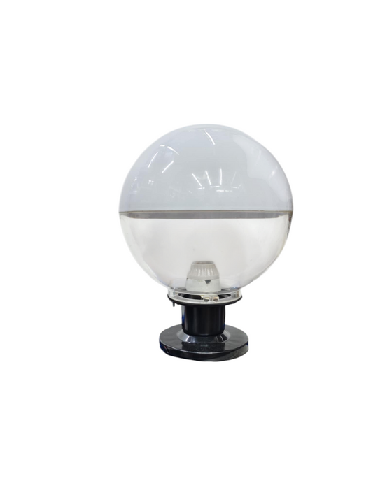 Amco 10 inch globe lamp post fixture with clear globe and black base lighting installation accessory