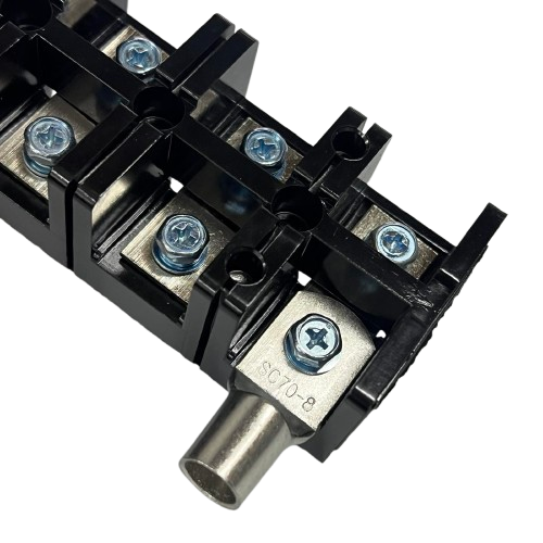 Grippes 100A 4 Pairs Terminal Block 600V black plastic screw terminal block with metal busbar and lug