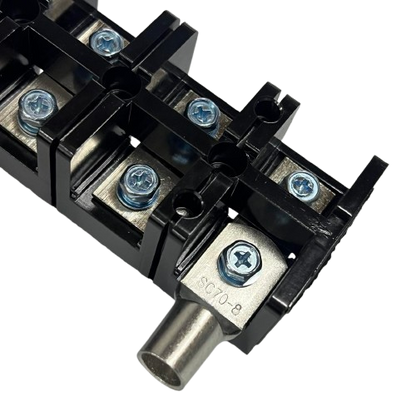 Grippes 100A 4 Pairs Terminal Block 600V black plastic screw terminal block with metal busbar and lug