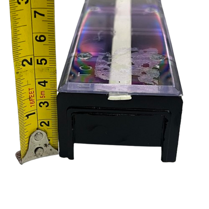 Grippes 100A 4 Pairs Terminal Block 600V front view with clear cover metal strip and measuring tape