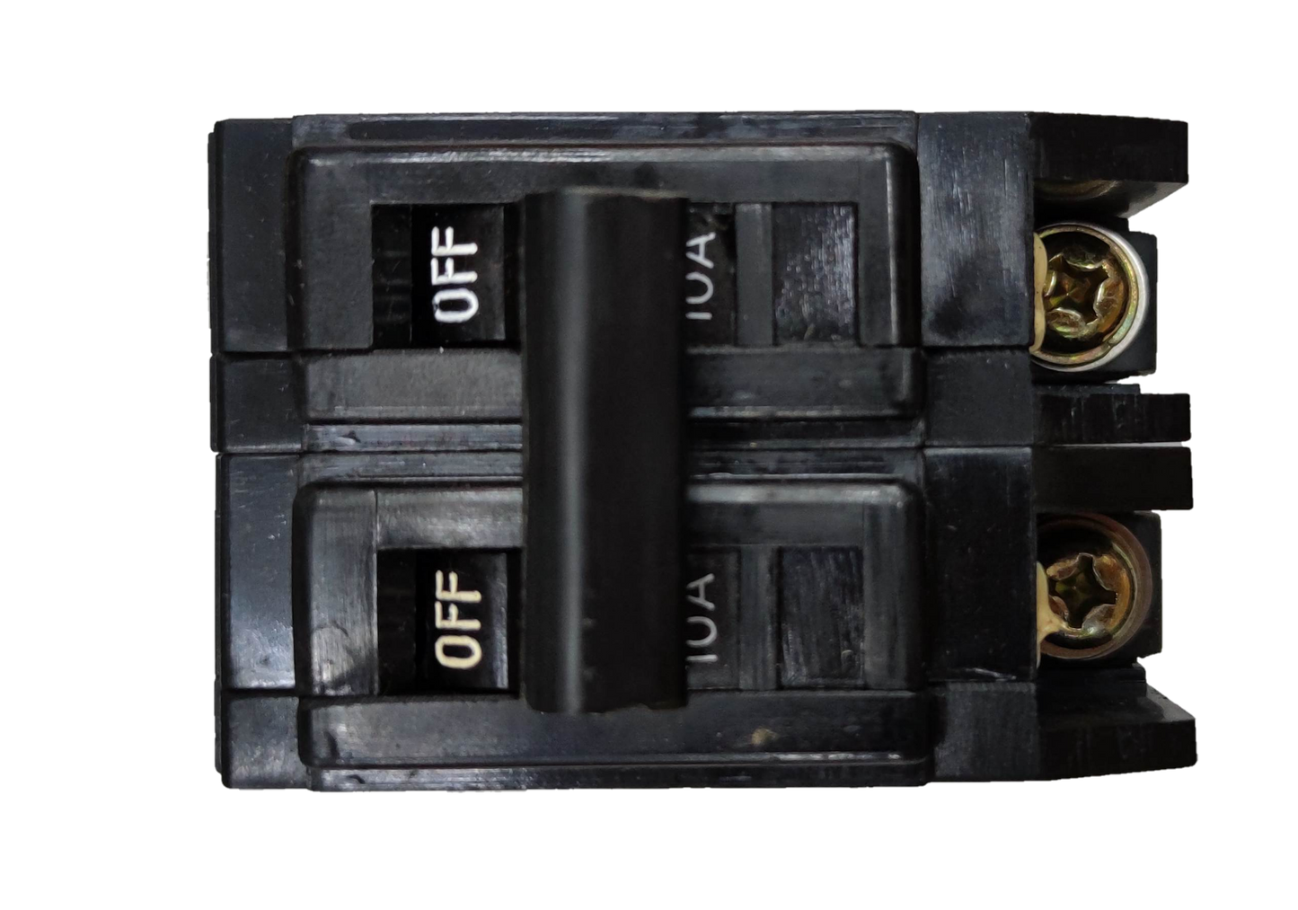 Terasaki 10A Circuit Breaker 2 Pole 220V with black switch and brass terminals for electrical protection