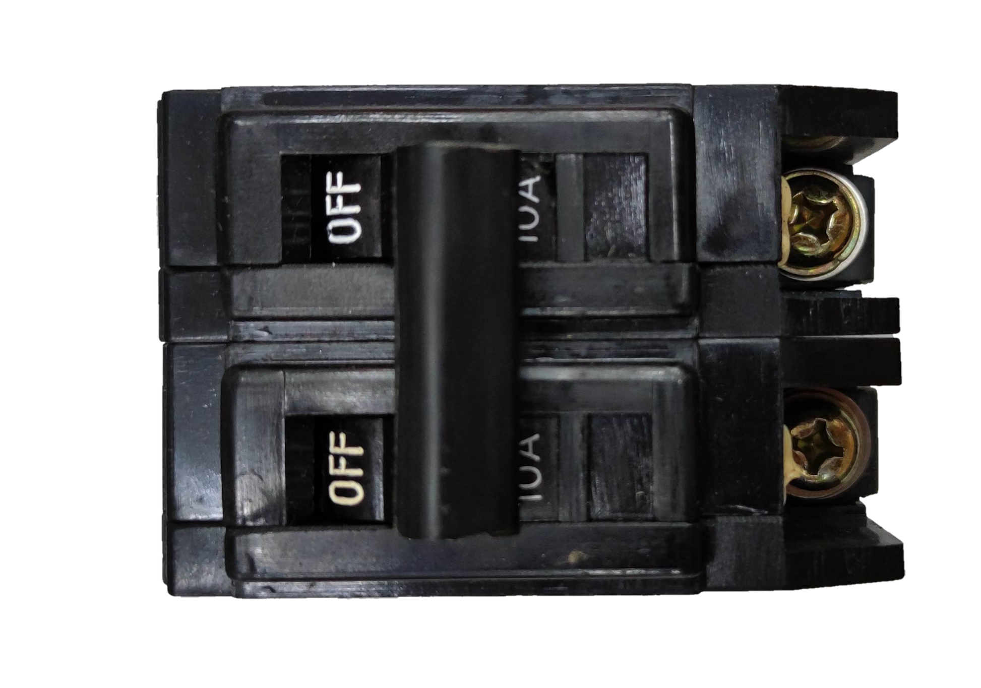 Terasaki 10A Circuit Breaker 2 Pole 220V with black switch and brass terminals for electrical protection