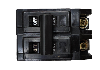 Terasaki 10A Circuit Breaker 2 Pole 220V with black switch and brass terminals for electrical protection