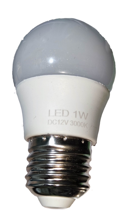 Denko 12V DC LED bulb E27 warm white small frosted globe 1W low voltage lamp for fixtures