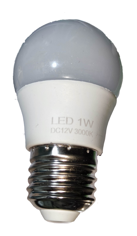 Denko 12V DC LED bulb E27 warm white small frosted globe 1W low voltage lamp for fixtures