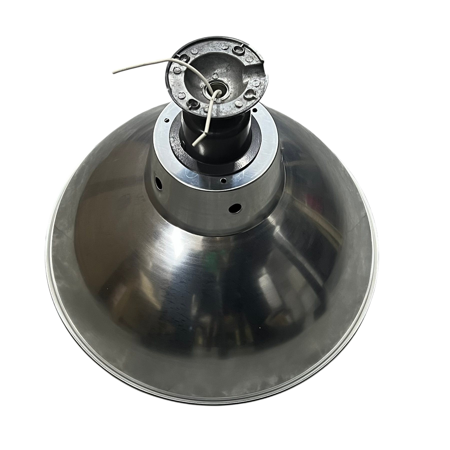 14 inch aluminum reflector lamp from Electx Electrical Supply with wide metallic shade and wiring