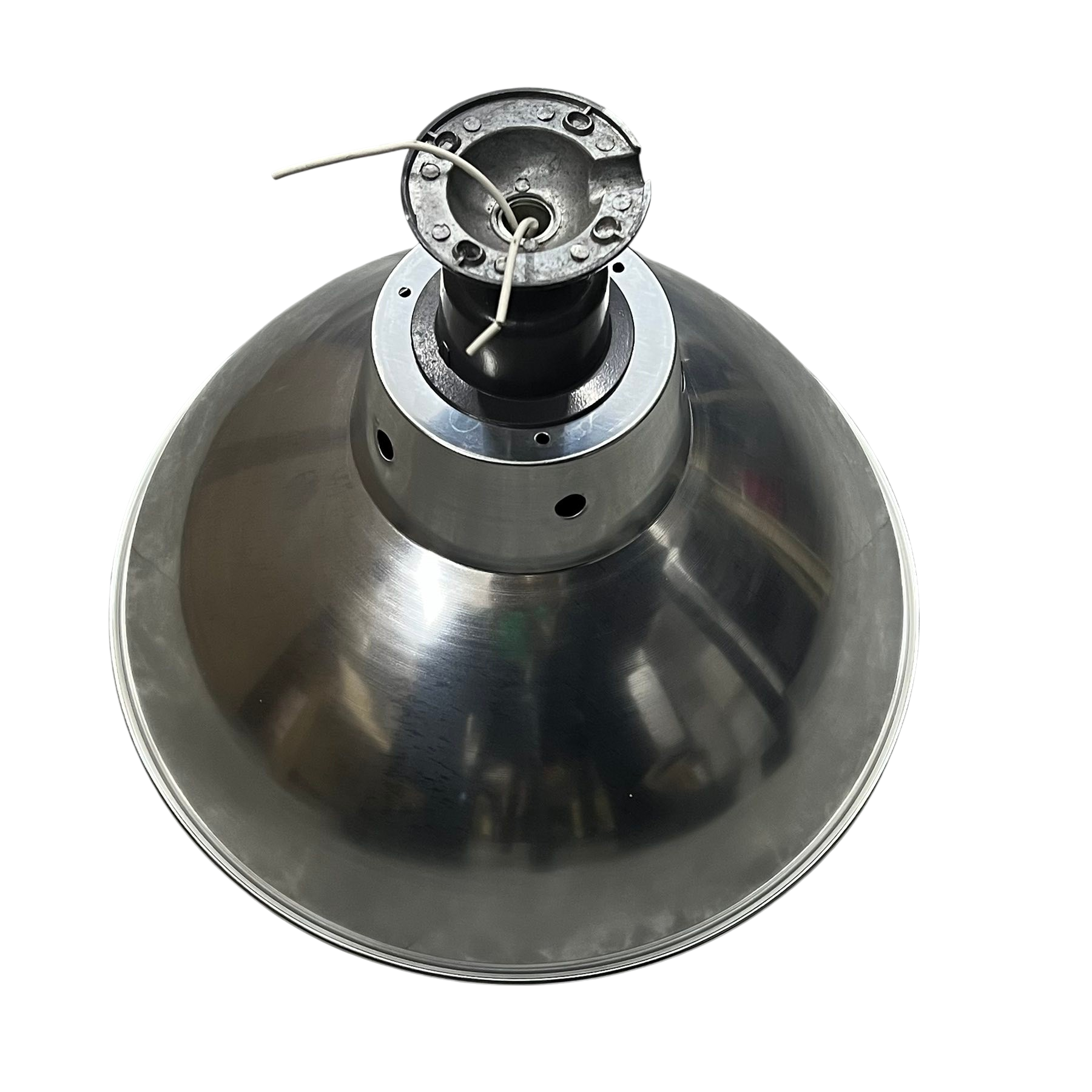 14 inch aluminum reflector lamp from Electx Electrical Supply with wide metallic shade and wiring