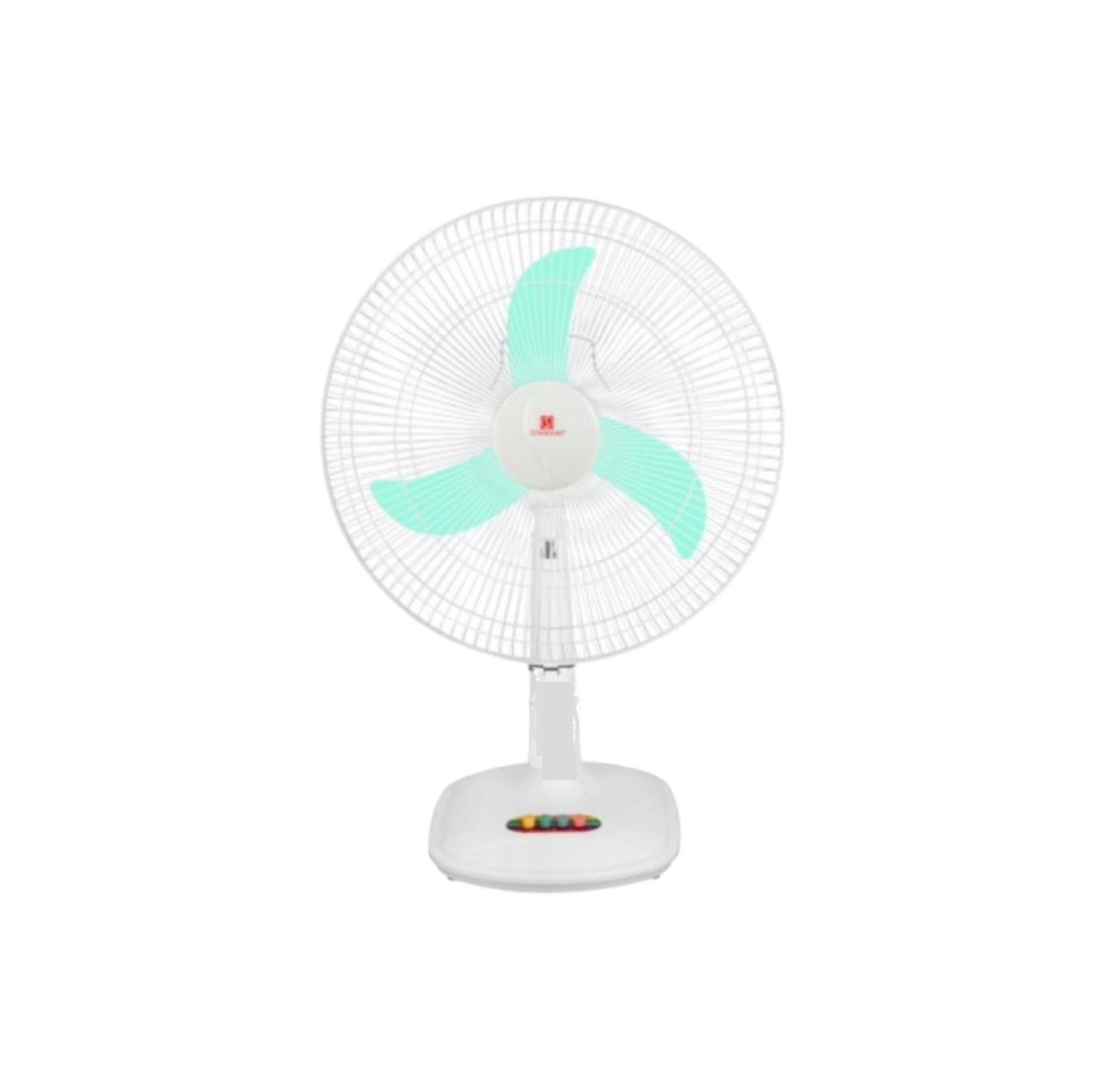 Standard 16 Inches Desk Fan 220V Banana Blade . white desk fan with teal banana blades and adjustable tilt