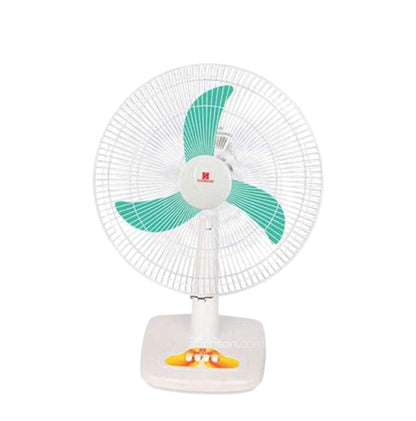 Standard 16 Inches Desk Fan 220V Banana Blade white desk fan with three green banana blades and adjustable tilt