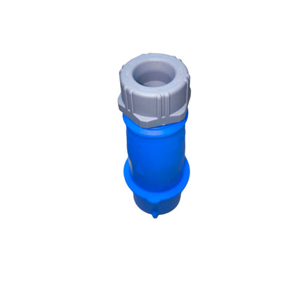 Grippes 16A weatherproof industrial plug connector in blue and gray for heavy-duty electrical connections