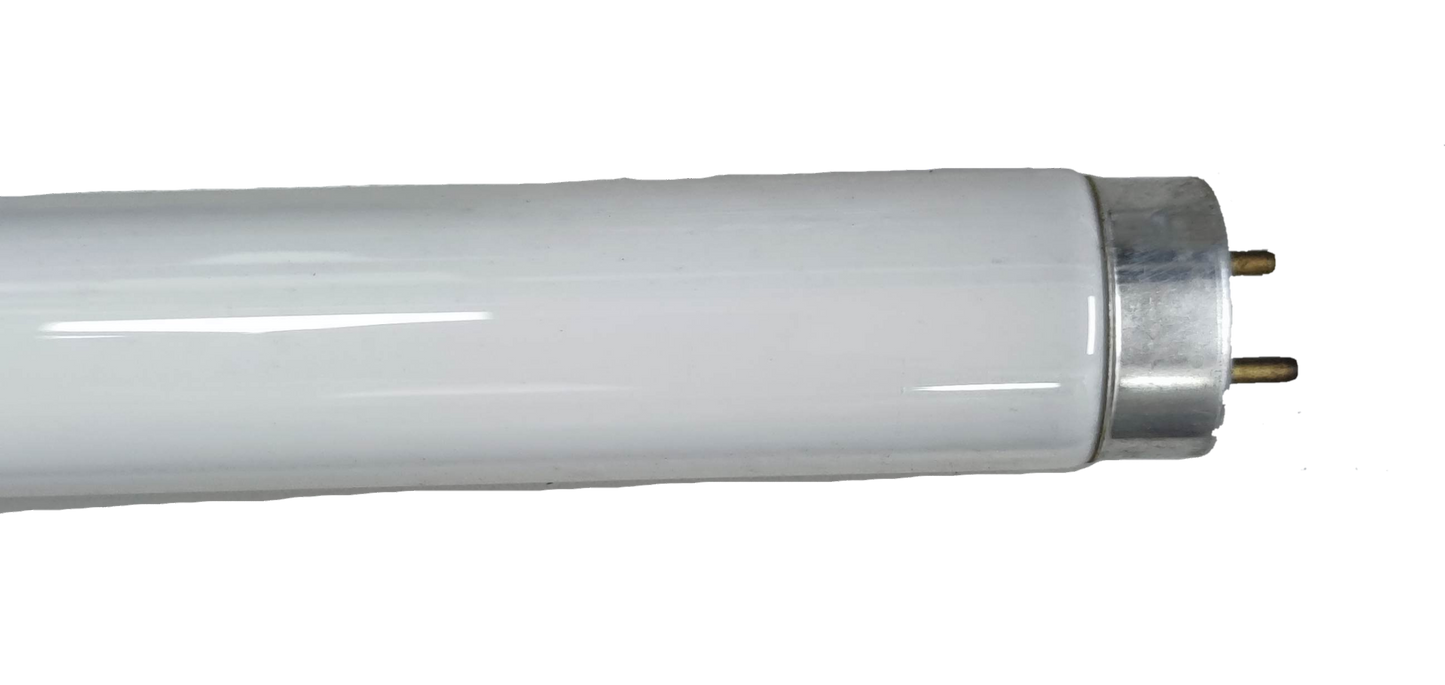 18W T8 UV fluorescent tube 220V white glass tube with metal pins on black background