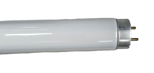 18W T8 UV fluorescent tube 220V white glass tube with metal pins on black background