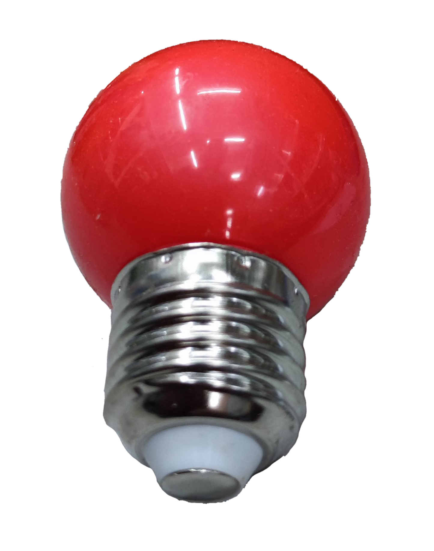 1W 220V LED round bulb E27 with red glass and silver screw base from China