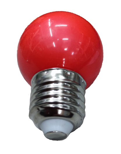 1W 220V LED round bulb E27 with red glass and silver screw base from China