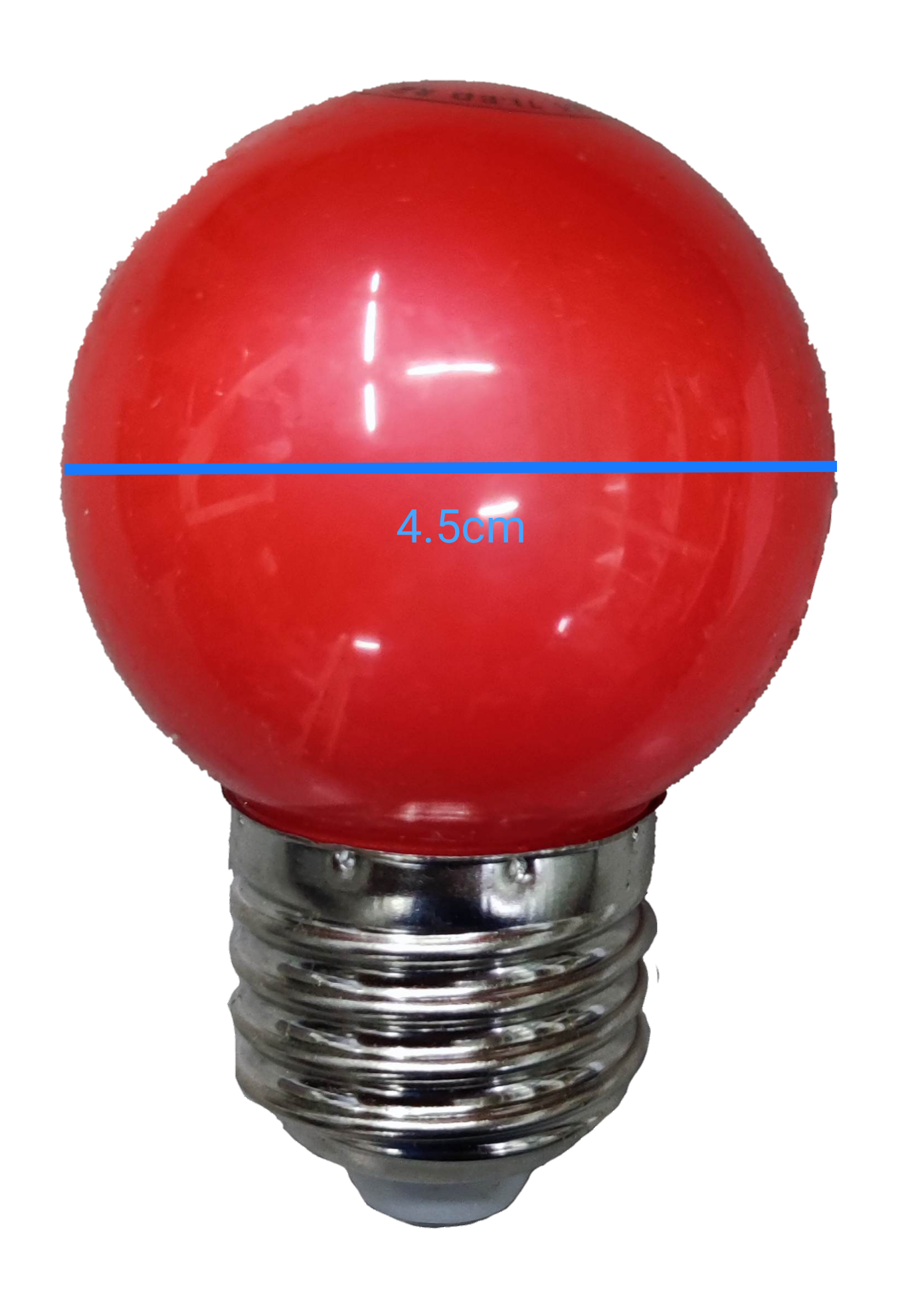 1W 220V LED round bulb E27 with red glass cover and metal screw base