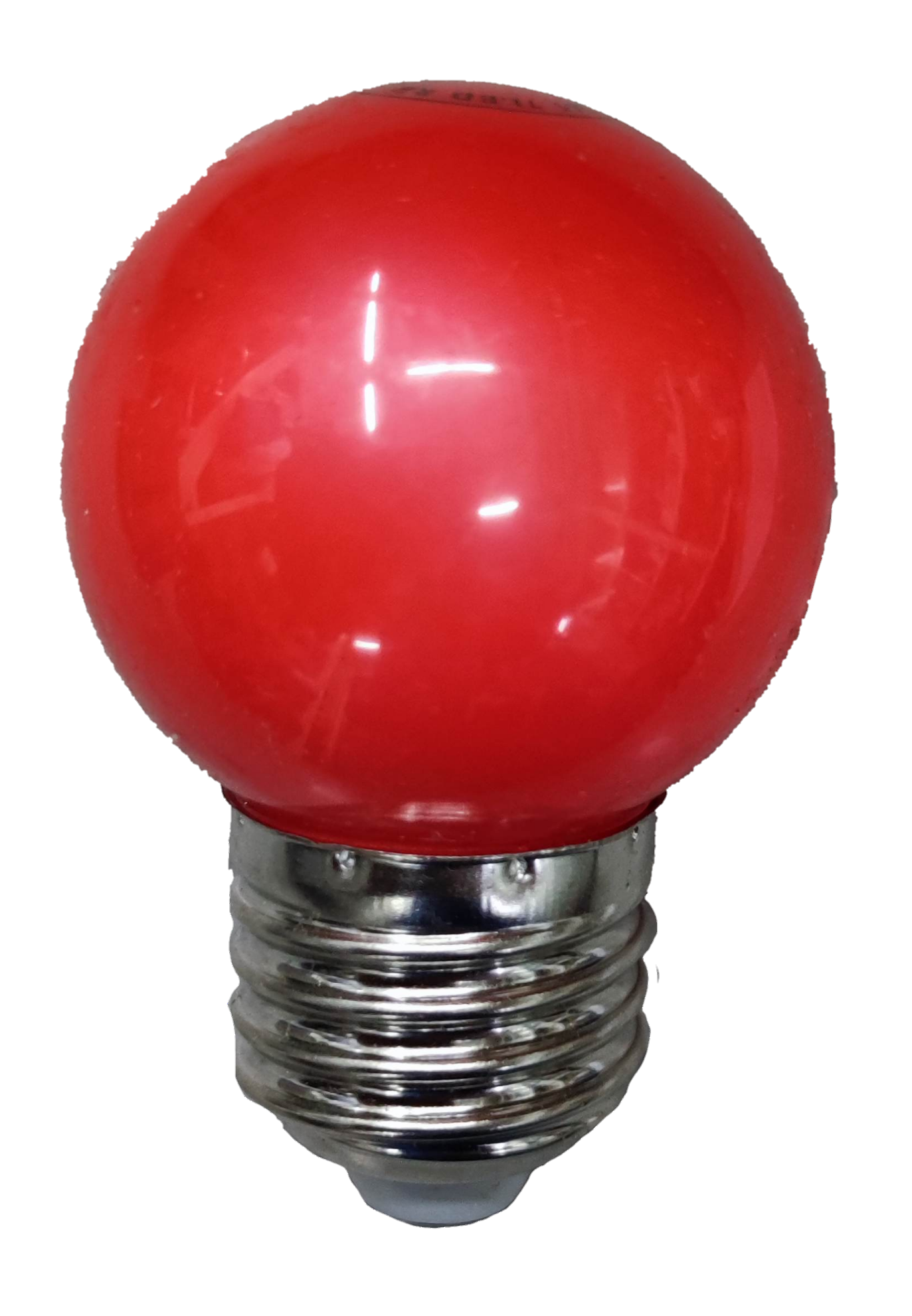 1W 220V LED round bulb E27 in red with silver screw base from China