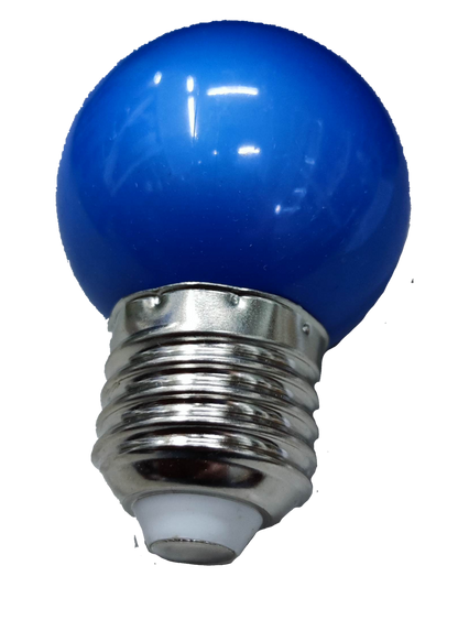 Blue 1W LED Round Bulb E27 220V with metal screw base made in China for decorative lighting