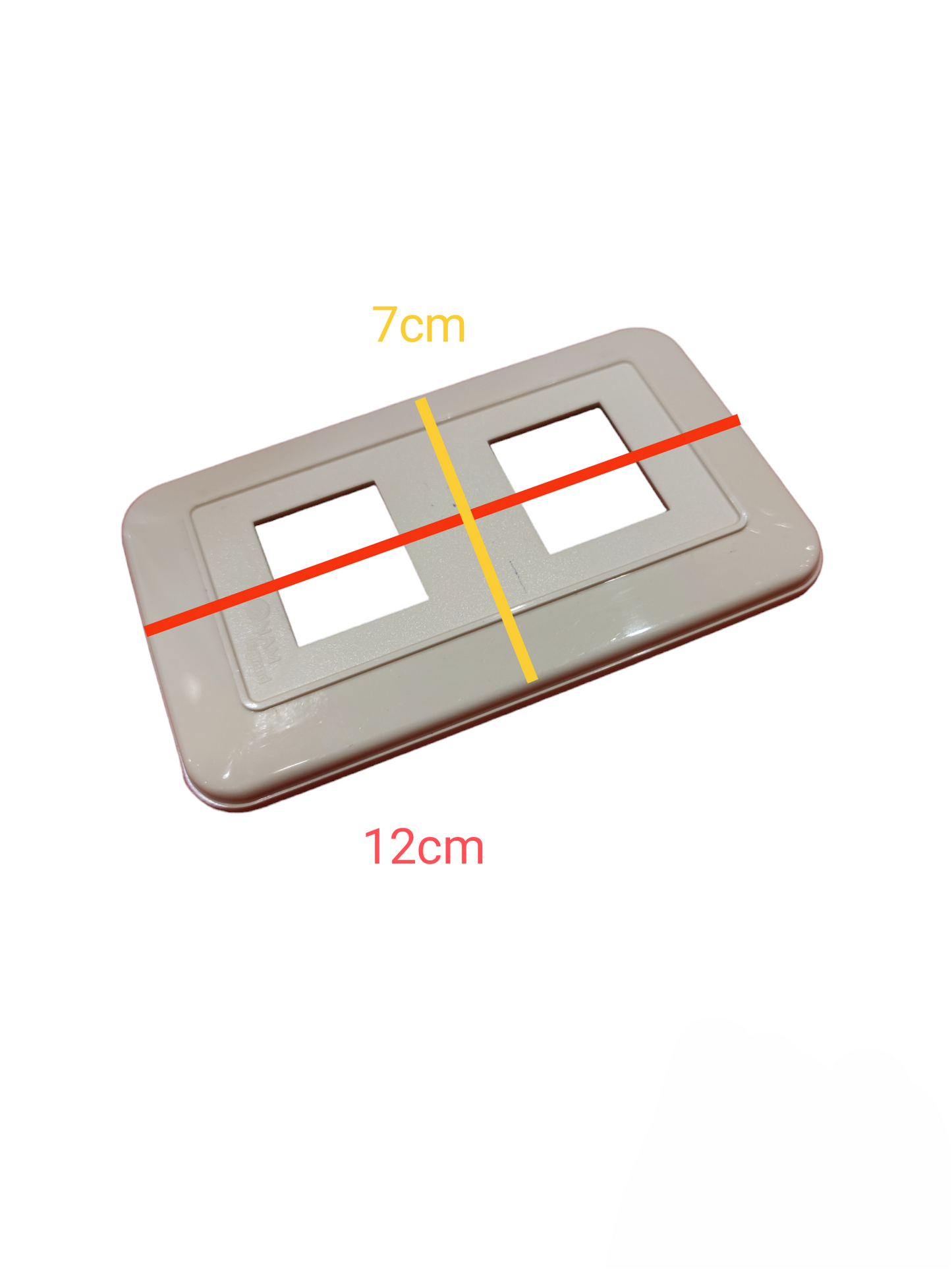 Anam 2 gang switch plate cover in white plastic with dimensions 12cm by 7cm for power points and switches