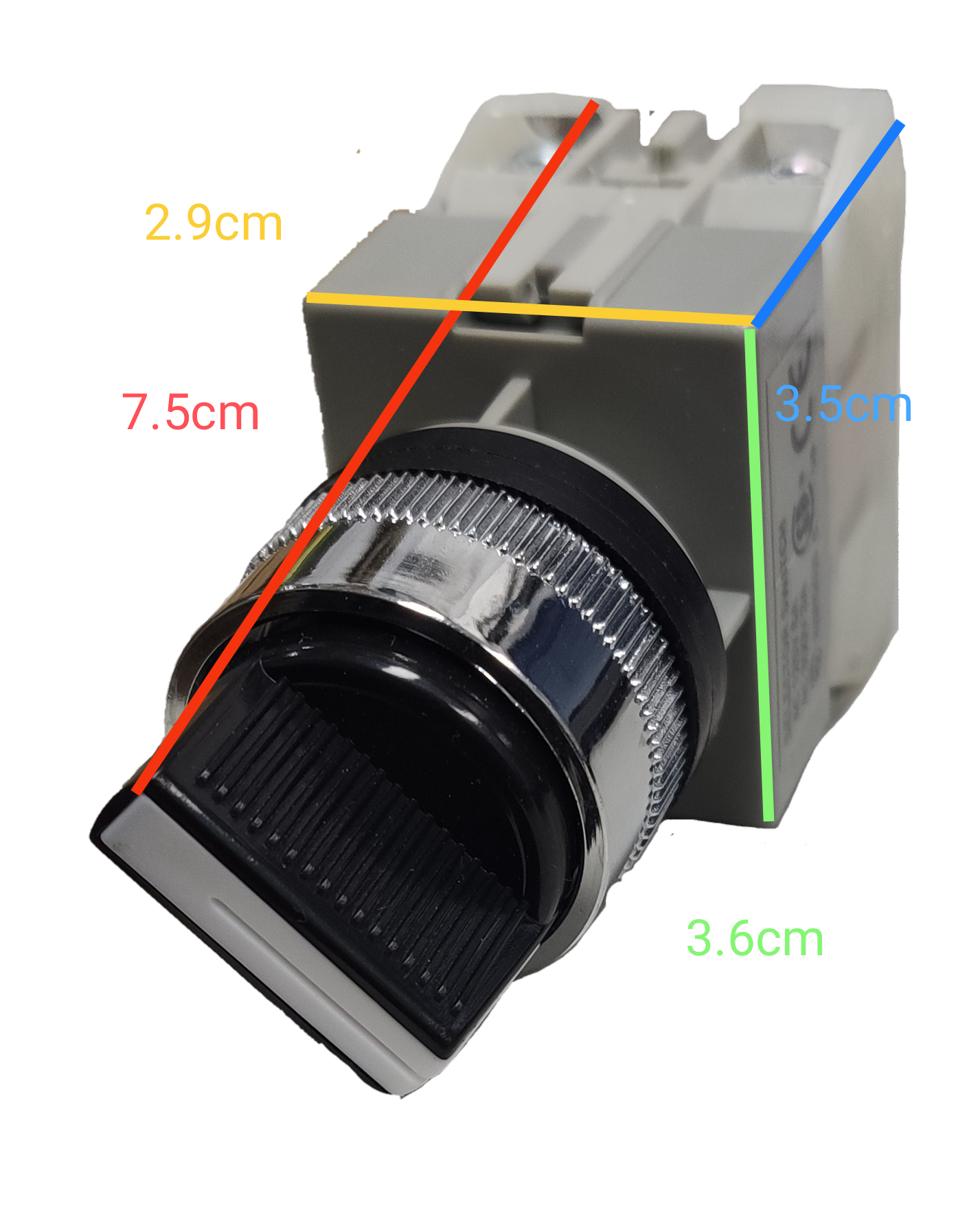 Auspicious 2 position selector switch 22mm with black knob and silver trim for precise control