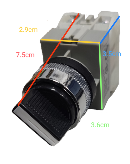 Auspicious 2 position selector switch 22mm with black knob and silver trim for precise control