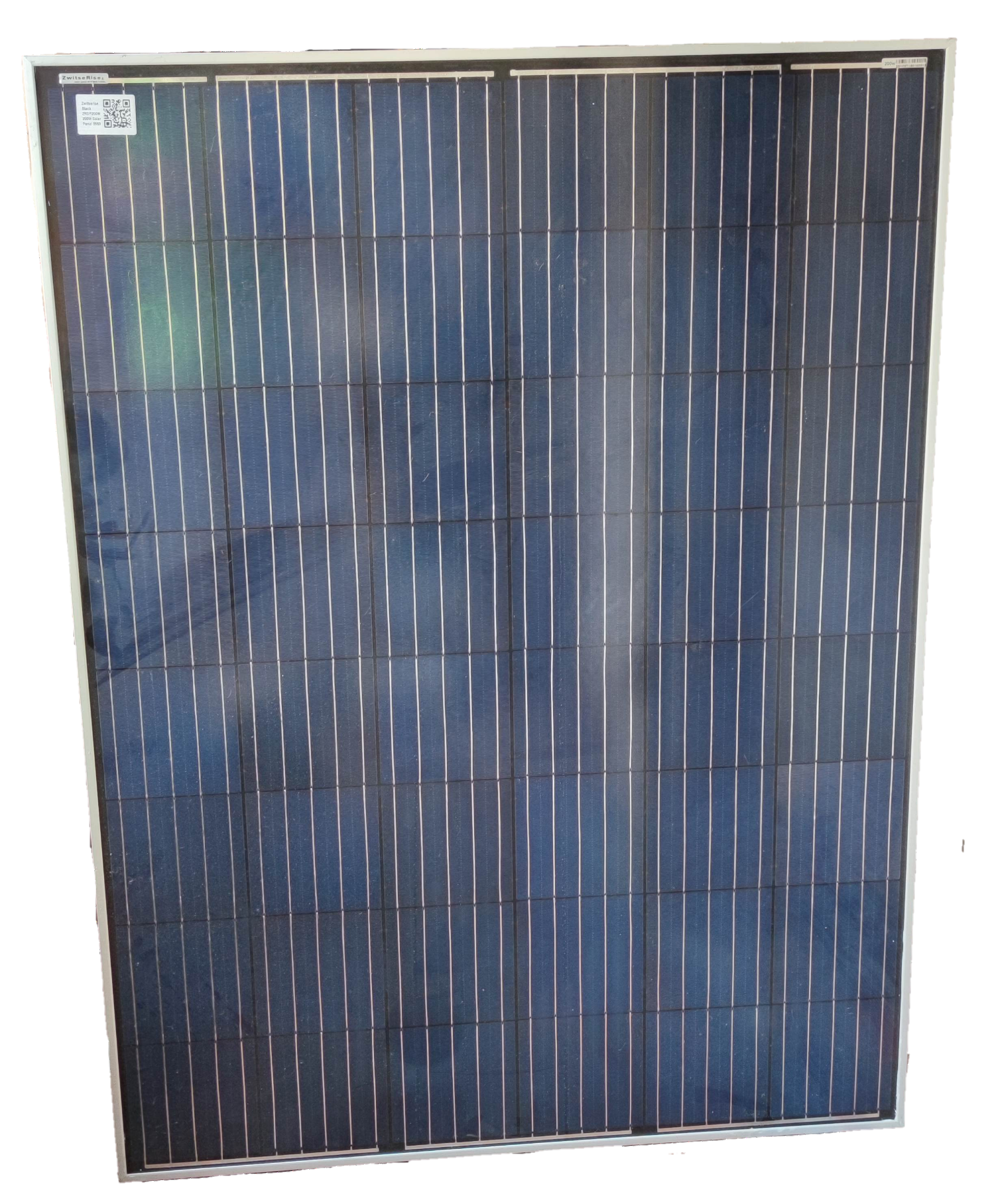 ZwitseRise 200W Solar Panel 1320 x 992 x 40 mm with blue photovoltaic cells and white frame