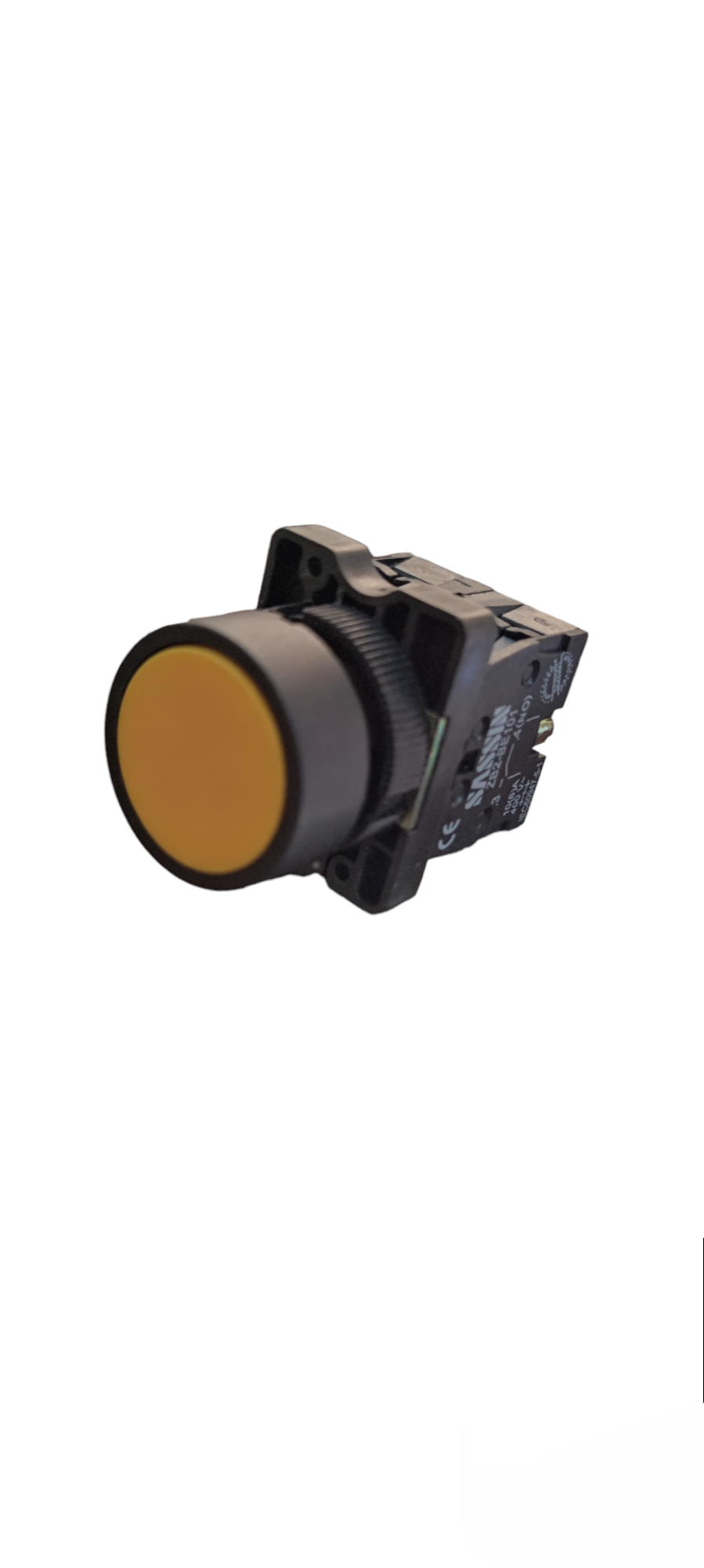 Sassin 22mm Push Button Switch 1NO 1NC for door chimes and bells with black and yellow design