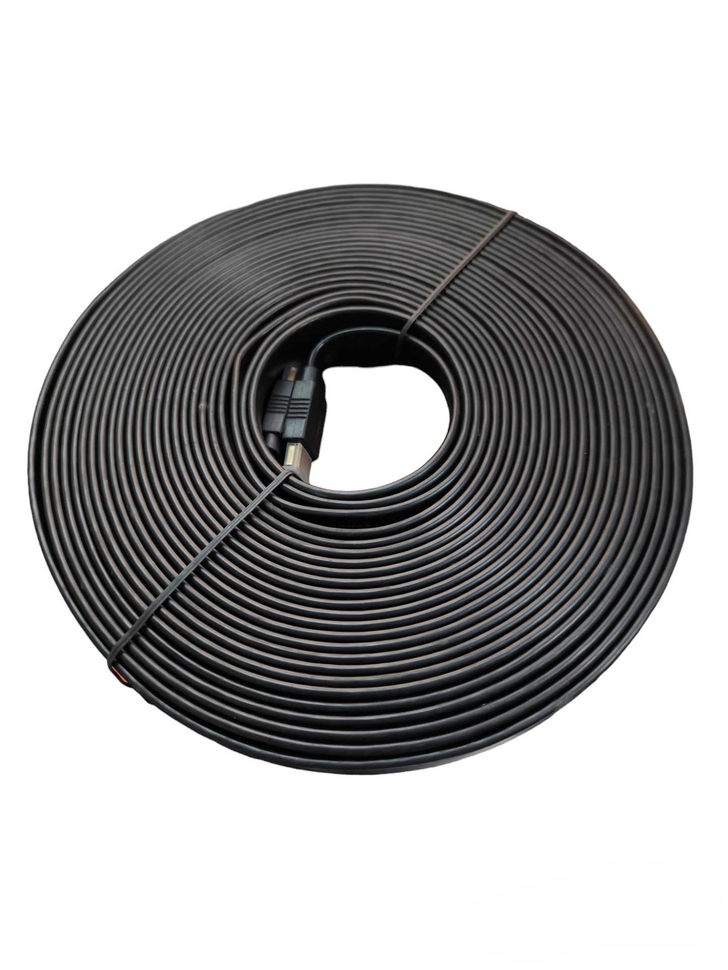 Coiled 25 meter flat HDMI cable 1080p black cable with gold connectors for high definition video