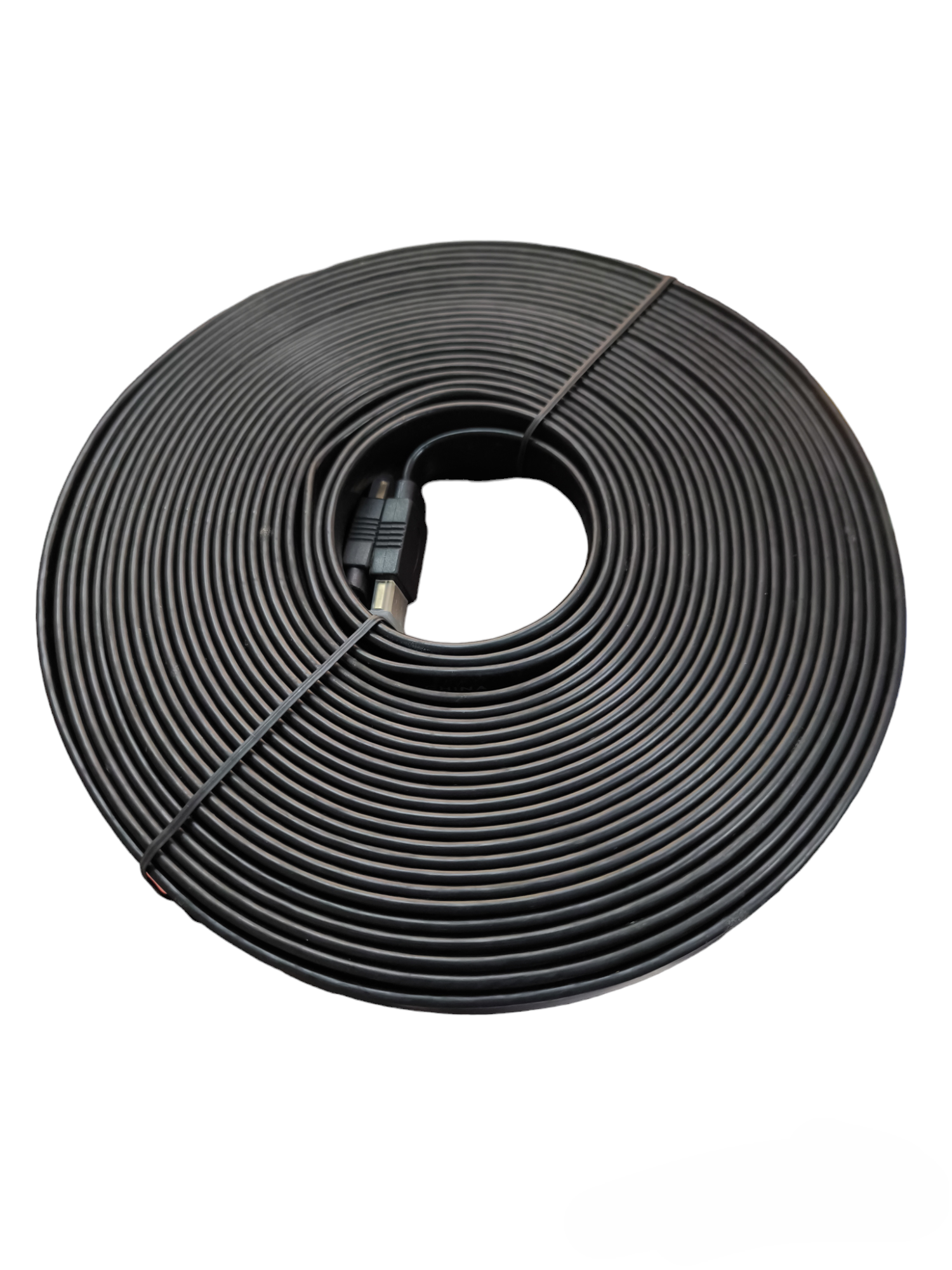 Coiled 25 meter flat HDMI cable 1080p black cable with gold connectors for high definition video