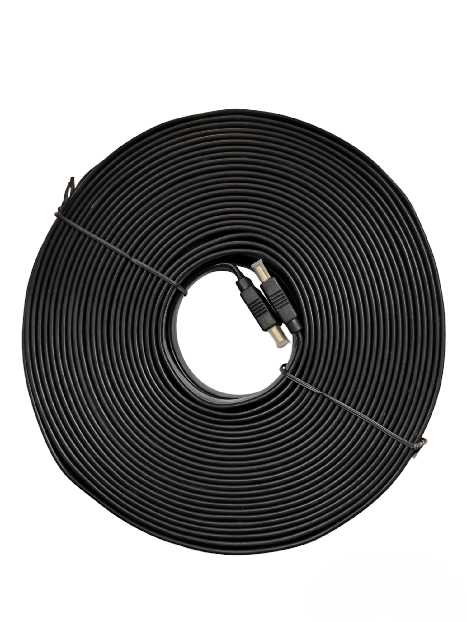 25 Meter flat HDMI cable 1080p in black coiled with gold-plated connectors for high-definition video