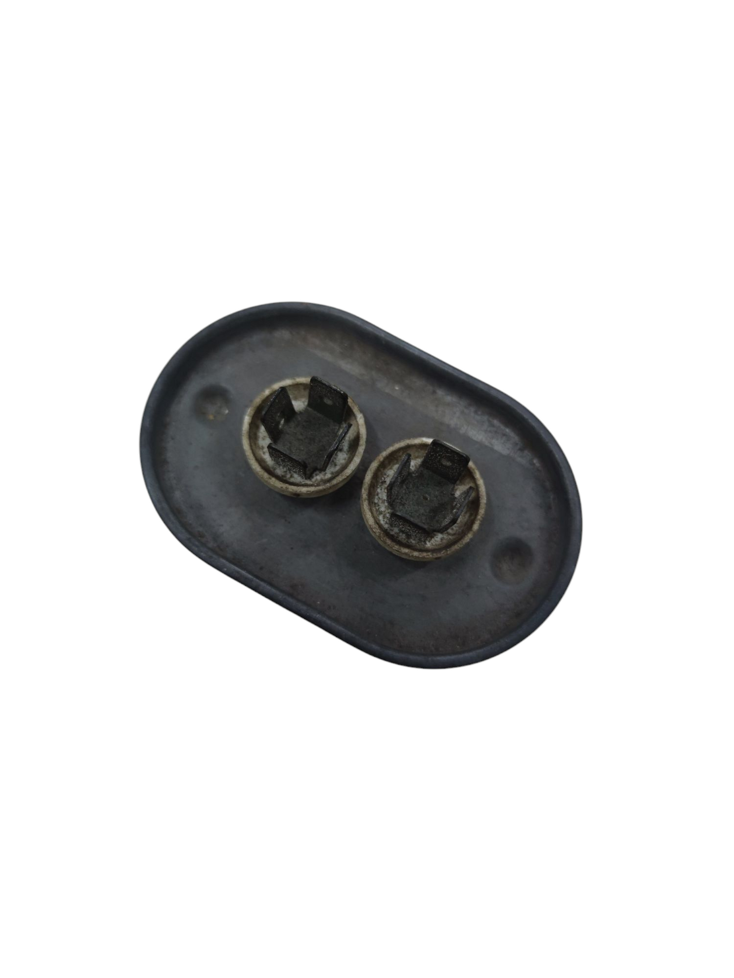 Sprague 25uF 370V Motor Capacitor electrical component with dual terminals on black base