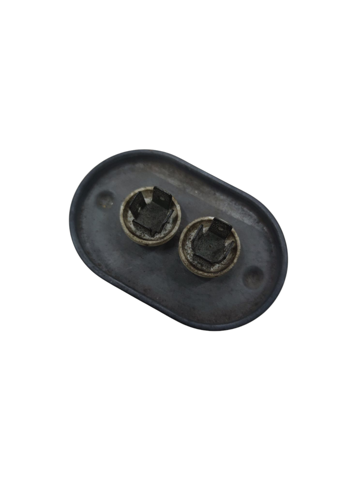 Sprague 25uF 370V Motor Capacitor electrical component with dual terminals on black base