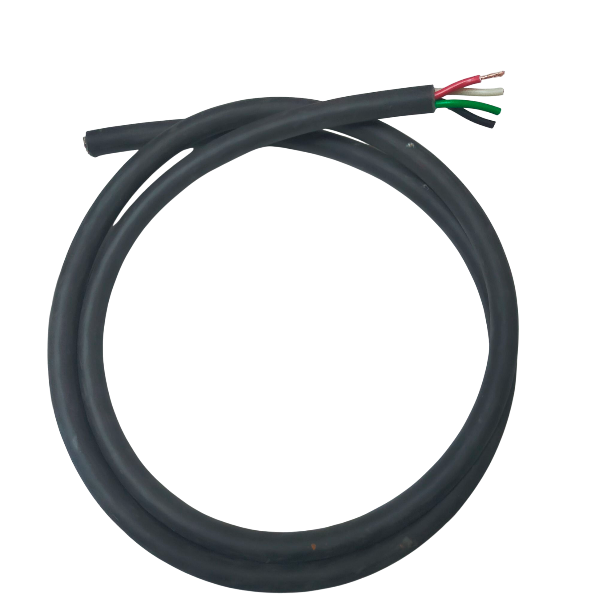 Phelps Dodge 4 core 2.0mm electrical wire with black insulation and exposed colored cores