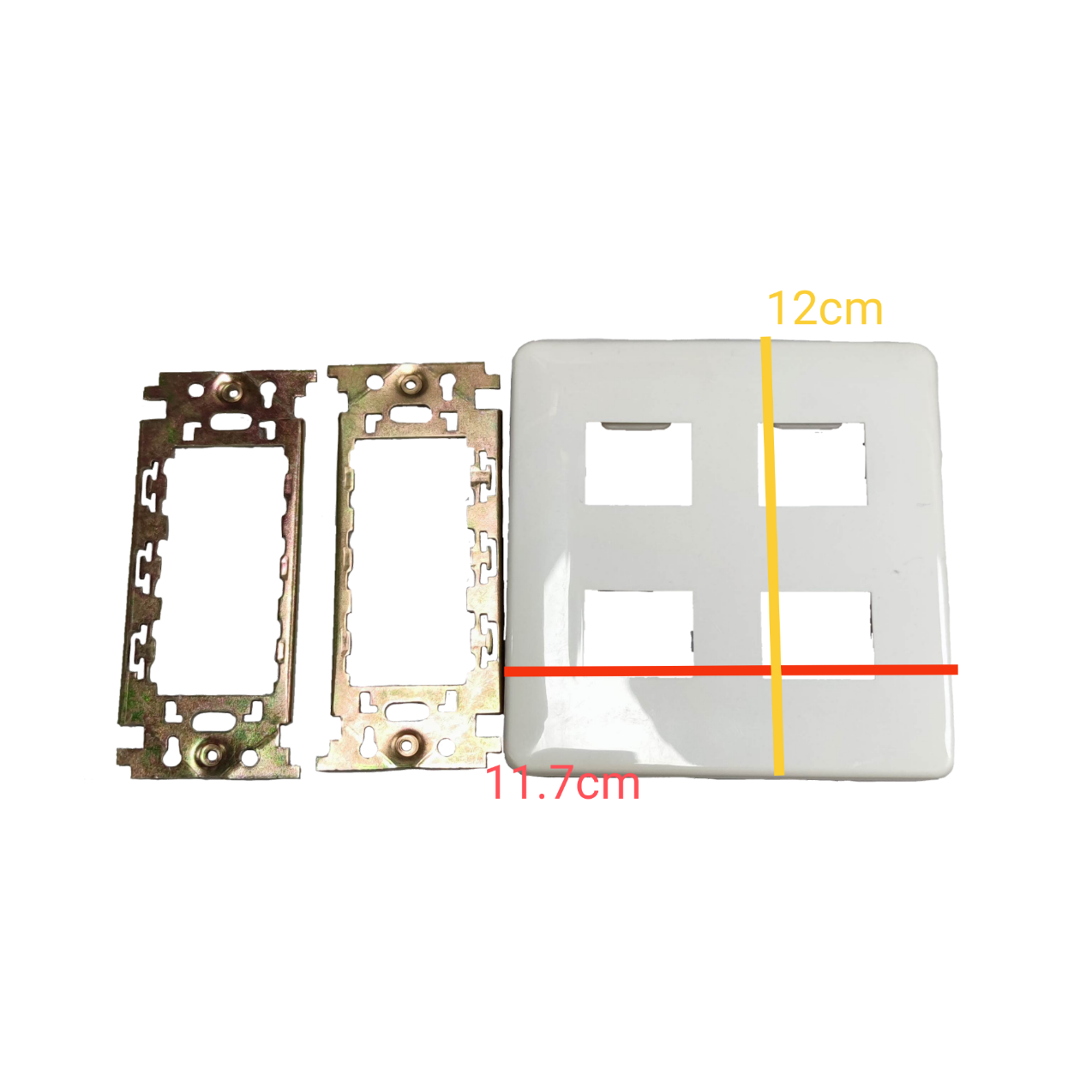 Kopez 4 gang face plate for electrical switches white with metal mounting brackets