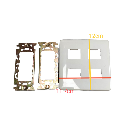 Kopez 4 gang face plate for electrical switches white with metal mounting brackets