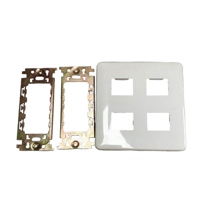 Kopez 4 gang face plate for electrical switches with metal mounting brackets in white