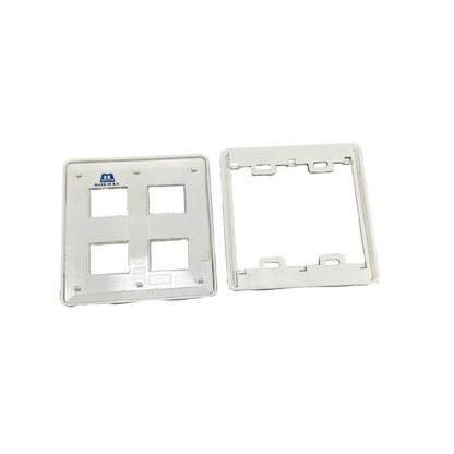Kopez white 4 gang face plate for electrical switches showing front and back sides