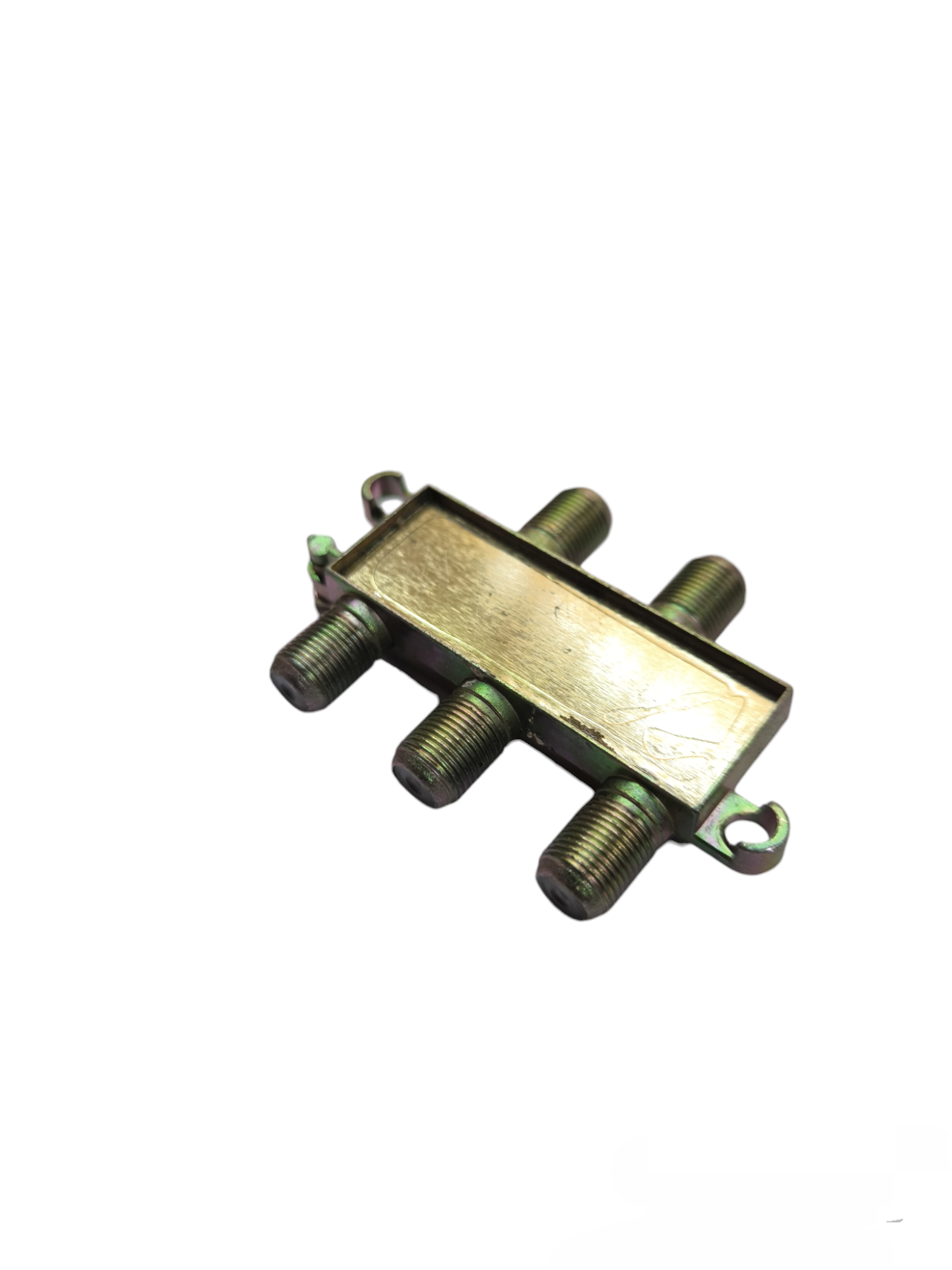 Metal 4 way cable splitter TV part accessory from China with four coaxial connectors