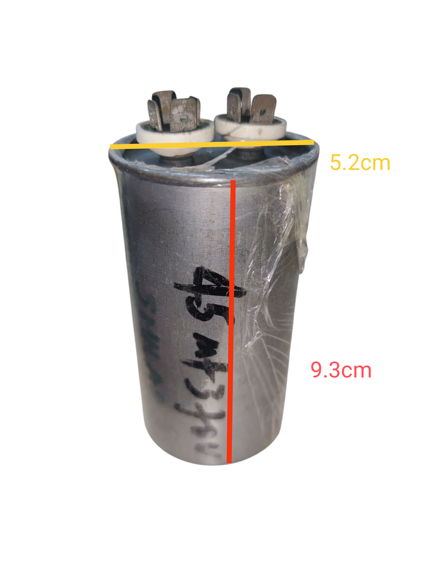 Aerovox 45MFD 370VAC capacitor electrical component with metal casing and terminal connectors